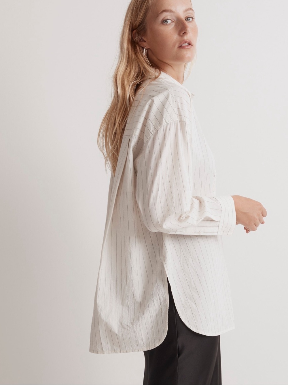 Madewell The Signature Poplin Oversized Shirt in Stripe size medium - Picture 5 of 12